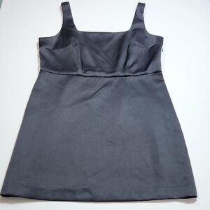 A New Day Black Satin Slip Dress Women’s 14 Midi Cocktail Party Square Neck